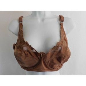 Delta Burke Taupe Bra 38DD Satin Unlined Underwire Bra Size 38DD